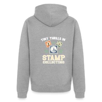 Philately Philatelist Stamp Collecting - Unisex Premium Organic Zip Hoodie - heather grey - Back - Nico (187cm)