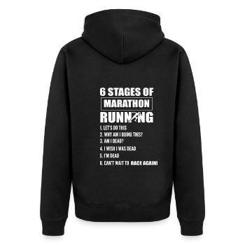 Lustiger Marathon -Läufer Langstreckenläufer - Unisex Premium Bio Zip Hoodie - Schwarz - Hinten - Nico (187cm)