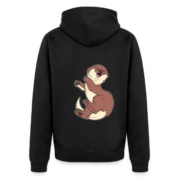 Lustiger Otter Zoowärter - Unisex Premium Bio Zip Hoodie - Schwarz - Hinten - Nico (187cm)