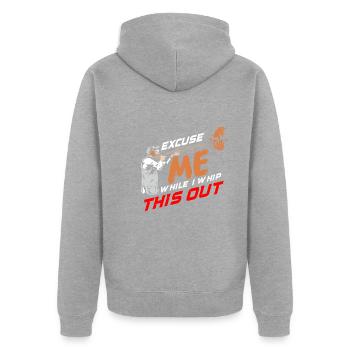 Tontaubenschießen Tontaubenschießen Schießen - Unisex Premium Bio Zip Hoodie - Grau meliert - Hinten - Nico (187cm)
