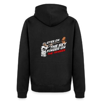 Tontaubenschießen Tontaubenschießen Schießen - Unisex Premium Bio Zip Hoodie - Schwarz - Hinten - Nico (187cm)