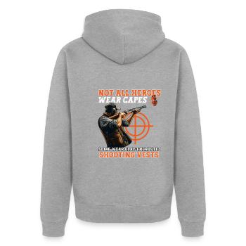 Tontaubenschießen Tontaubenschießen Schießen - Unisex Premium Bio Zip Hoodie - Grau meliert - Hinten - Nico (187cm)
