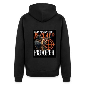 Tontaubenschießen Tontaubenschießen Schießen - Unisex Premium Bio Zip Hoodie - Schwarz - Hinten - Nico (187cm)