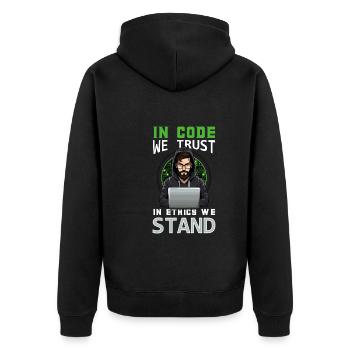 Ethical Hacking Analyst Ethical Cyber Security - Unisex Premium Organic Zip Hoodie - black - Back - Nico (187cm)