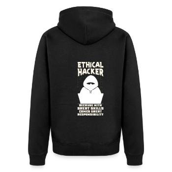 Ethical Hacking Analyst Ethical Cyber Security - Unisex Premium Organic Zip Hoodie - black - Back - Nico (187cm)