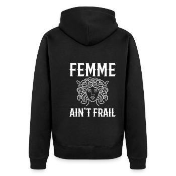 Medusa Illustration mythische Kreaturen - Unisex Premium Bio Zip Hoodie - Schwarz - Hinten - Nico (187cm)