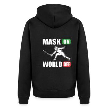 Fechten Kampfsport Schwertkämpfer - Unisex Premium Bio Zip Hoodie - Schwarz - Hinten - Nico (187cm)