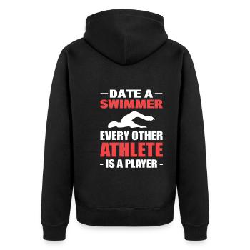 Lustiger Schwimmer Schwimmlehrer - Unisex Premium Bio Zip Hoodie - Schwarz - Hinten - Nico (187cm)