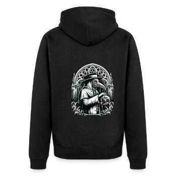 Gruseliger Halloween-horror-seuchendoktor - Unisex Premium Bio Zip Hoodie - Schwarz - Hinten - Nico (187cm)