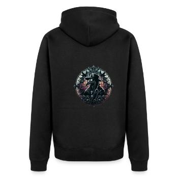Spooky Halloween Horror Plague Doctor - Unisex Premium Organic Zip Hoodie - black - Back - Nico (187cm)
