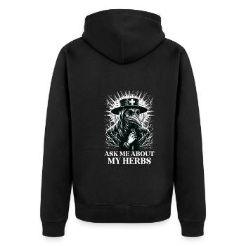 Spooky Halloween Horror Plague Doctor - Unisex Premium Organic Zip Hoodie - black - Back - Nico (187cm)