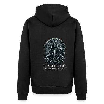 Spooky Halloween Horror Plague Doctor - Unisex Premium Organic Zip Hoodie - black - Back - Nico (187cm)
