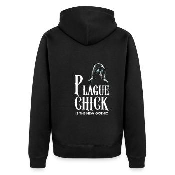 Gruseliger Halloween-horror-seuchendoktor - Unisex Premium Bio Zip Hoodie - Schwarz - Hinten - Nico (187cm)