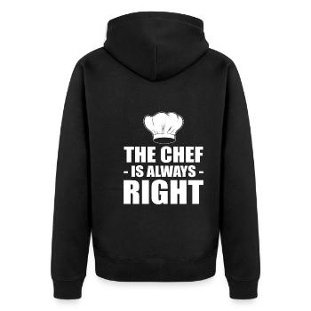 The Chef Is Always Right Kochen oder Koch - Unisex Premium Bio Zip Hoodie - Schwarz - Hinten - Nico (187cm)