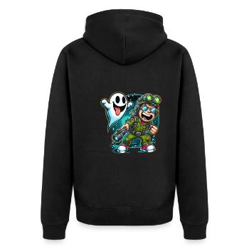 Paranormal Forschungshalloween Ghost Hunter - Unisex Premium Bio Zip Hoodie - Schwarz - Hinten - Nico (187cm)