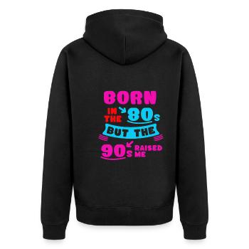 Né dans les années 80 élevé par les années 90 - Veste à capuche bio Premium Unisexe - noir - Dos - Nico (187cm)
