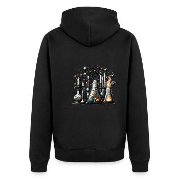 Organische Chemie, Chemiestudenten, Chemie - Unisex Premium Bio Zip Hoodie - Schwarz - Hinten - Nico (187cm)