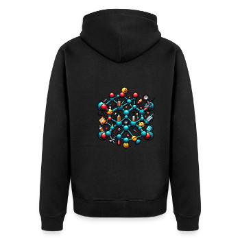 Organische Chemie, Chemiestudenten, Chemie - Unisex Premium Bio Zip Hoodie - Schwarz - Hinten - Nico (187cm)