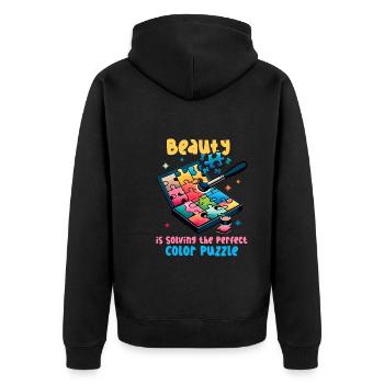 Puzzle Lover Jigzaw Puzzle Brettspiel Puzzler - Unisex Premium Bio Zip Hoodie - Schwarz - Hinten - Nico (187cm)