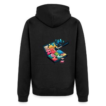 Puzzle Lover Jigzaw Puzzle Board Game Puzzler - Unisex Premium Organic Zip Hoodie - black - Back - Nico (187cm)