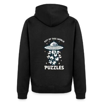 Puzzle Lover Jigzaw Puzzle Brettspiel Puzzler - Unisex Premium Bio Zip Hoodie - Schwarz - Hinten - Nico (187cm)