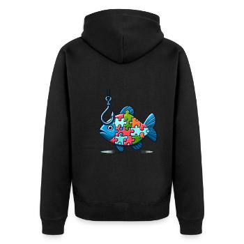 Puzzle Lover Jigzaw Puzzle Board Game Puzzler - Unisex Premium Organic Zip Hoodie - black - Back - Nico (187cm)