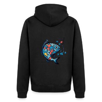 Puzzle Lover Jigzaw Puzzle Brettspiel Puzzler - Unisex Premium Bio Zip Hoodie - Schwarz - Hinten - Nico (187cm)
