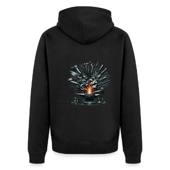 Schmied Metallarbeiter Klingenschmied Metall - Unisex Premium Bio Zip Hoodie - Schwarz - Hinten - Nico (187cm)