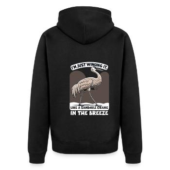 Sandhill Crane Lovers Bird Watching - Unisex Premium Organic Zip Hoodie - black - Back - Nico (187cm)