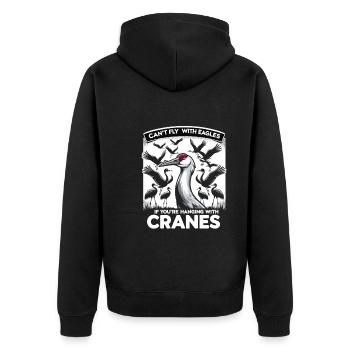 Sandhill Crane Lovers Bird Watching - Unisex Premium Organic Zip Hoodie - black - Back - Nico (187cm)