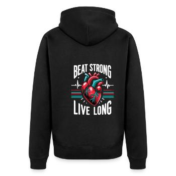 Gesunder Herzschlag Februar-herzbewusstsein - Unisex Premium Bio Zip Hoodie - Schwarz - Hinten - Nico (187cm)