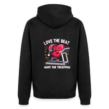 Gesunder Herzschlag Februar-herzbewusstsein - Unisex Premium Bio Zip Hoodie - Schwarz - Hinten - Nico (187cm)