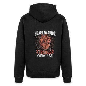 Healthy Heartbeat February Heart Awareness - Unisex Premium Organic Zip Hoodie - black - Back - Nico (187cm)
