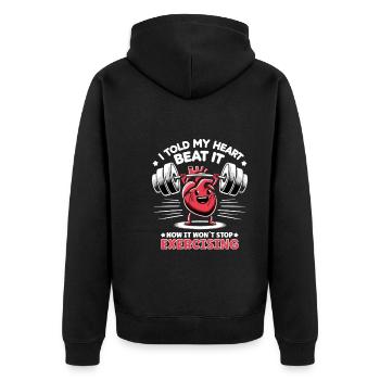 Healthy Heartbeat February Heart Awareness - Unisex Premium Organic Zip Hoodie - black - Back - Nico (187cm)