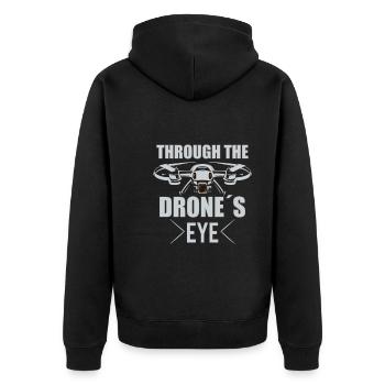 Drohne Pilot Opa Geschenkidee Alter Mann Mit - Unisex Premium Bio Zip Hoodie - Schwarz - Hinten - Nico (187cm)
