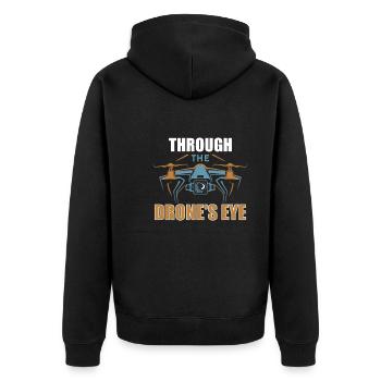 Drohne Pilot Opa Geschenkidee Alter Mann Mit - Unisex Premium Bio Zip Hoodie - Schwarz - Hinten - Nico (187cm)