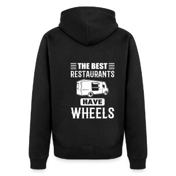 Restaurant auf Rädern Koch oder Kochen - Unisex Premium Bio Zip Hoodie - Schwarz - Hinten - Nico (187cm)