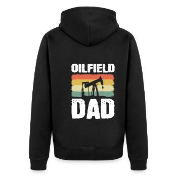 Oilfield Dad Ölfeldarbeiter - Unisex Premium Bio Zip Hoodie - Schwarz - Hinten - Nico (187cm)