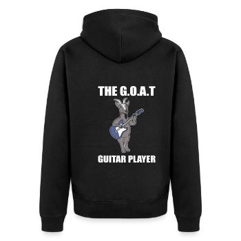 Ziege Gitarrist Gitarre - Unisex Premium Bio Zip Hoodie - Schwarz - Hinten - Nico (187cm)
