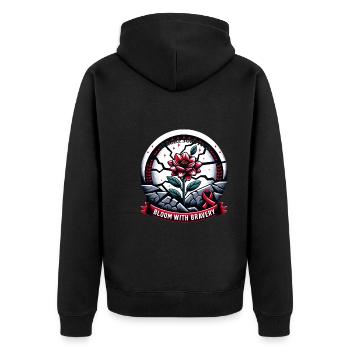 Schlaganfall-überlebende Schlaganfall-bewusstsein - Unisex Premium Bio Zip Hoodie - Schwarz - Hinten - Nico (187cm)