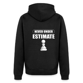 Never Underestimate Brettspielliebhaber - Unisex Premium Bio Zip Hoodie - Schwarz - Hinten - Nico (187cm)