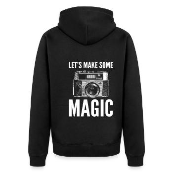 Let's Make Some Magic Videograf - Unisex Premium Bio Zip Hoodie - Schwarz - Hinten - Nico (187cm)