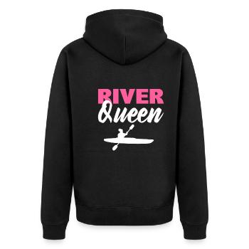 River Queen Kajakfahrer - Unisex Premium Bio Zip Hoodie - Schwarz - Hinten - Nico (187cm)