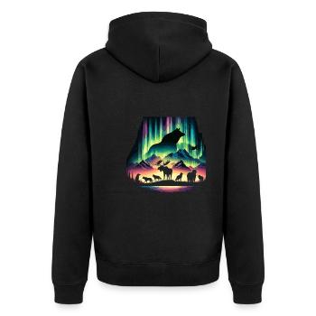 Polarlicht-aurora-verfolger Alaska Wilderness - Unisex Premium Bio Zip Hoodie - Schwarz - Hinten - Nico (187cm)
