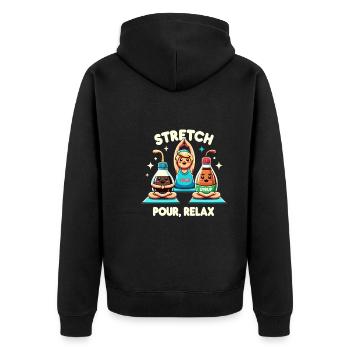 Ahornsirup Kanada Tradition Und Zapfen - Unisex Premium Bio Zip Hoodie - Schwarz - Hinten - Nico (187cm)