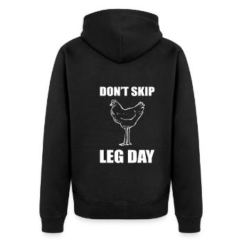 Don't Skip Leg Day Krafttraining - Unisex Premium Bio Zip Hoodie - Schwarz - Hinten - Nico (187cm)