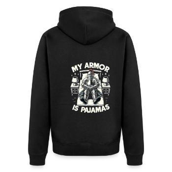 Ritterritter Mittelalterliche Renaissance-rüstung - Unisex Premium Bio Zip Hoodie - Schwarz - Hinten - Nico (187cm)