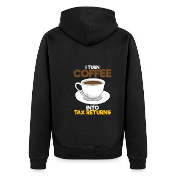 I Turn Coffee Into Tax Returns Wirtschaftsprüfer - Unisex Premium Bio Zip Hoodie - Schwarz - Hinten - Nico (187cm)