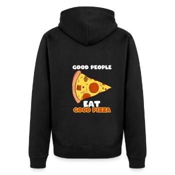Pizza -Liebhaber Pizzabäcker - Unisex Premium Bio Zip Hoodie - Schwarz - Hinten - Nico (187cm)
