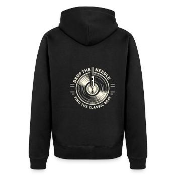 Schallplatten Lp Sammler Schallplattenliebhaber - Unisex Premium Bio Zip Hoodie - Schwarz - Hinten - Nico (187cm)